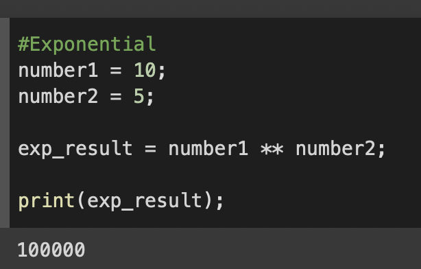 Python Programming Exponential Operator Example